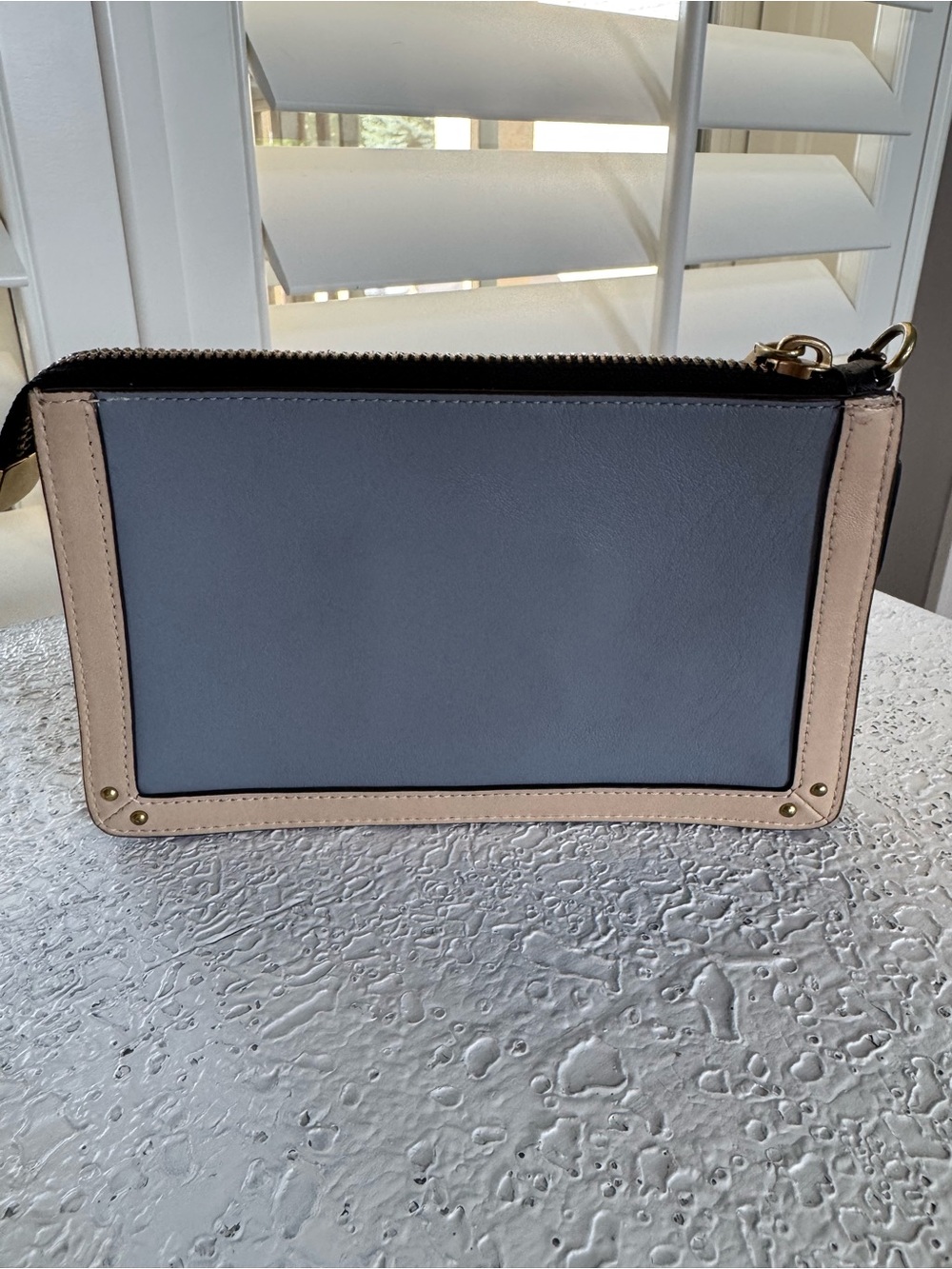 Coach Colorblock Leather Wristlet in Blue and Cream Dreamer - Picture 3 of 7